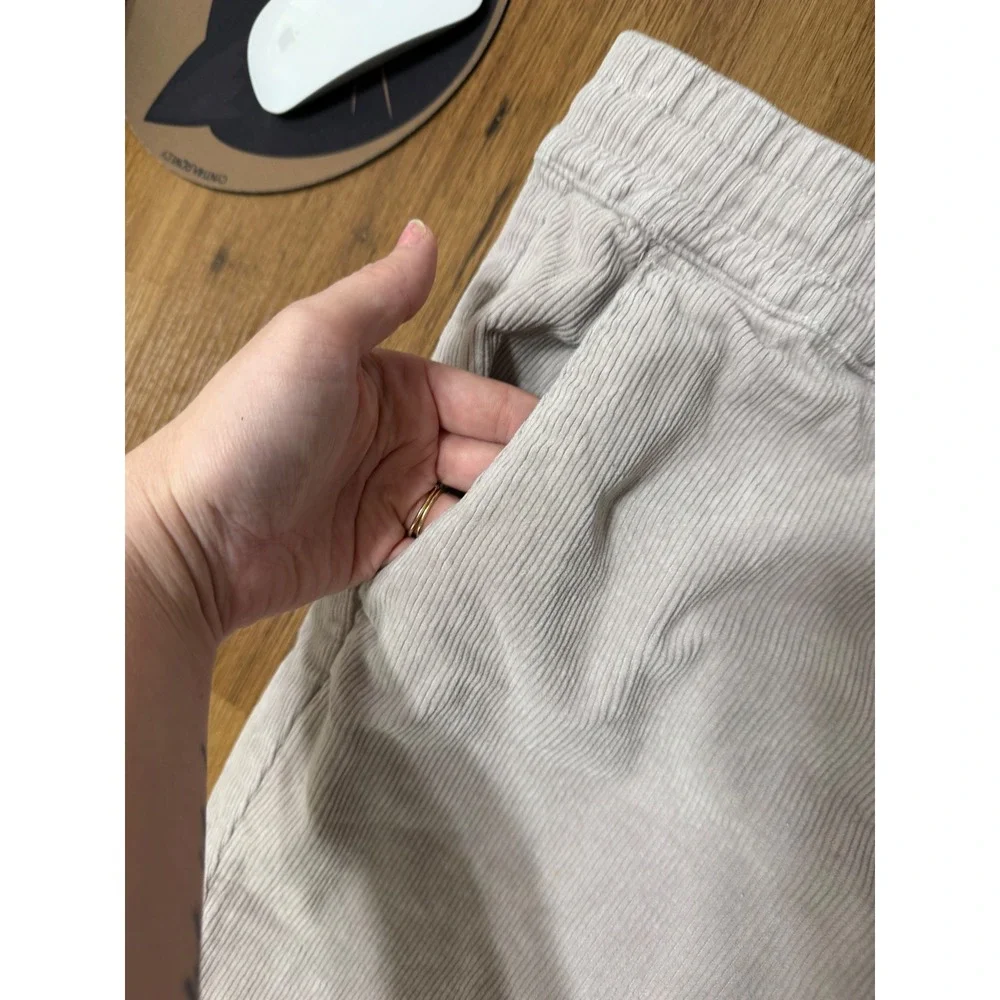 PacSun Jogger Men L Light Grey Excellent Corduroy Elastic Waist Drawstring Pants